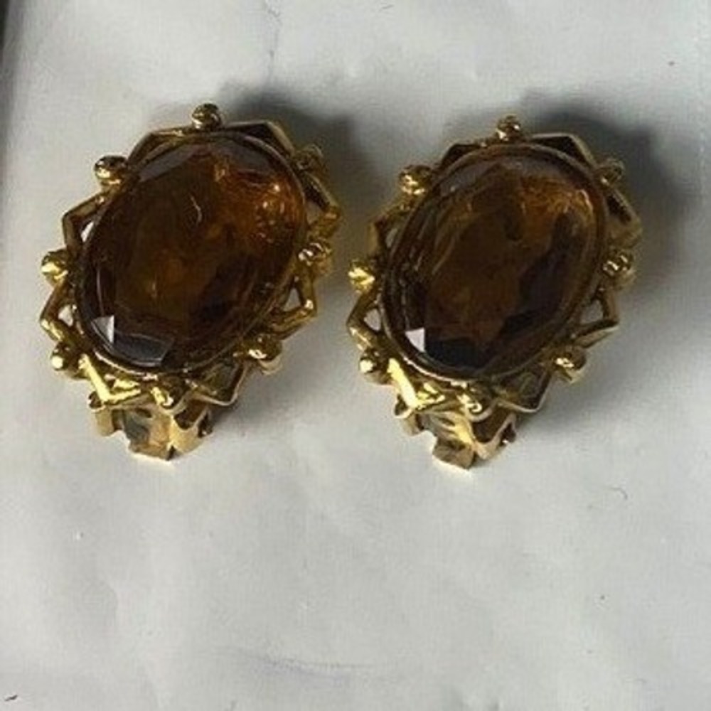Vintage Gold‎ Tone Oval Filigree Clip On Earrings Women's Fashion Jewelry